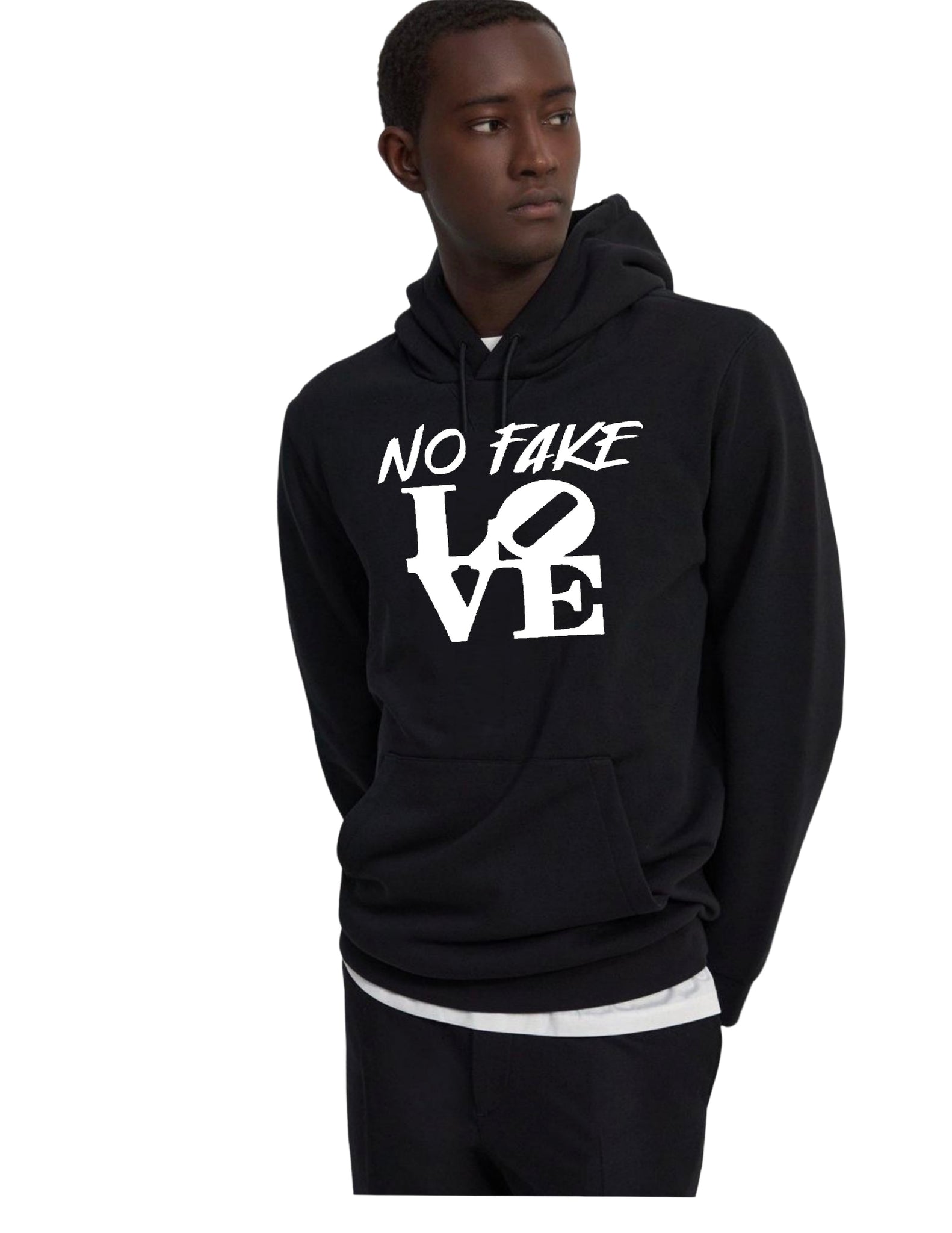 'NO FAKE LOVE’ graphic logo hoodie
