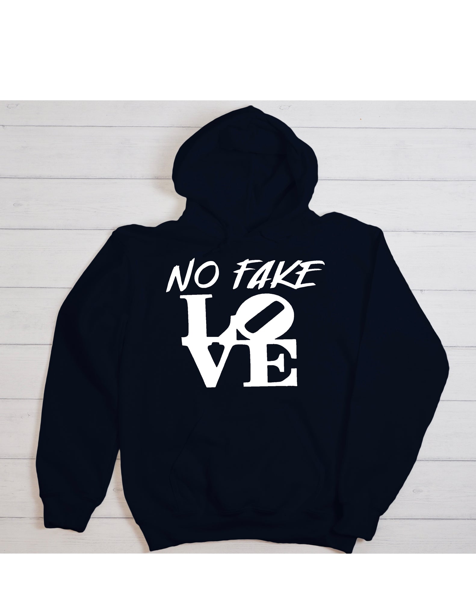 'NO FAKE LOVE’ graphic logo hoodie